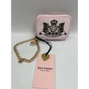 Juicy Couture Classic Scottie Dog square Zip Wristlet Card Case Chiffon Pink